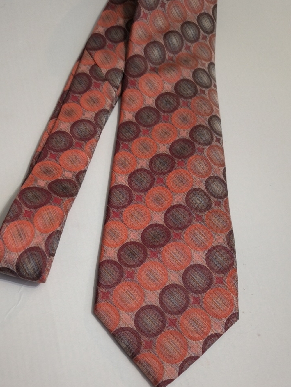 Van Heusen Orange and Maroon Geometric Circles Men's Tie